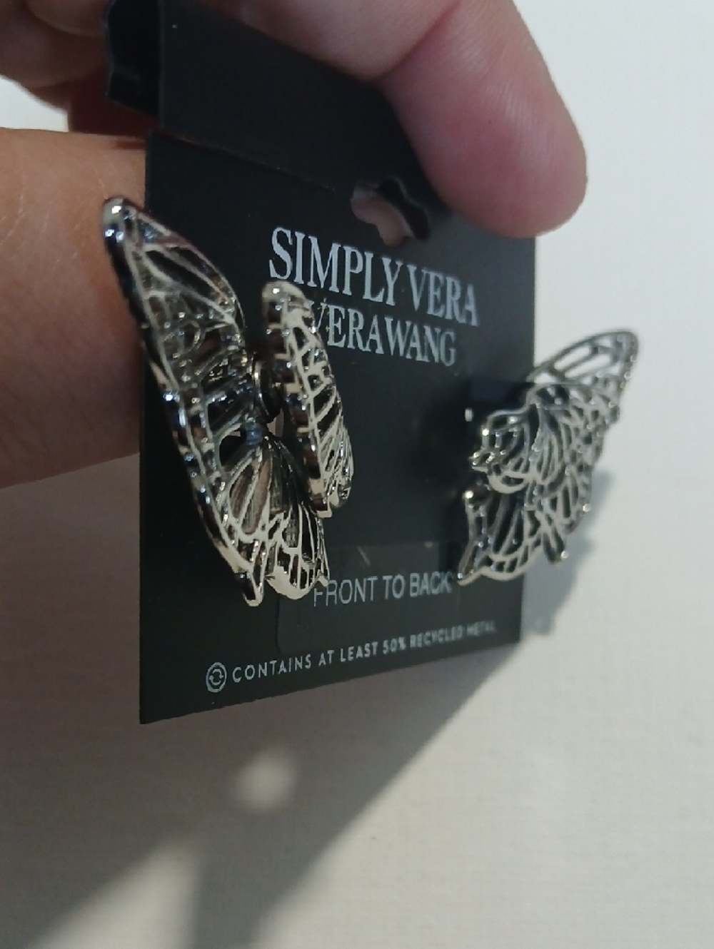 Simply Vera Vera Wang Silver Filigree Movable Butterfly Wing Earrings - Picture 6 of 7